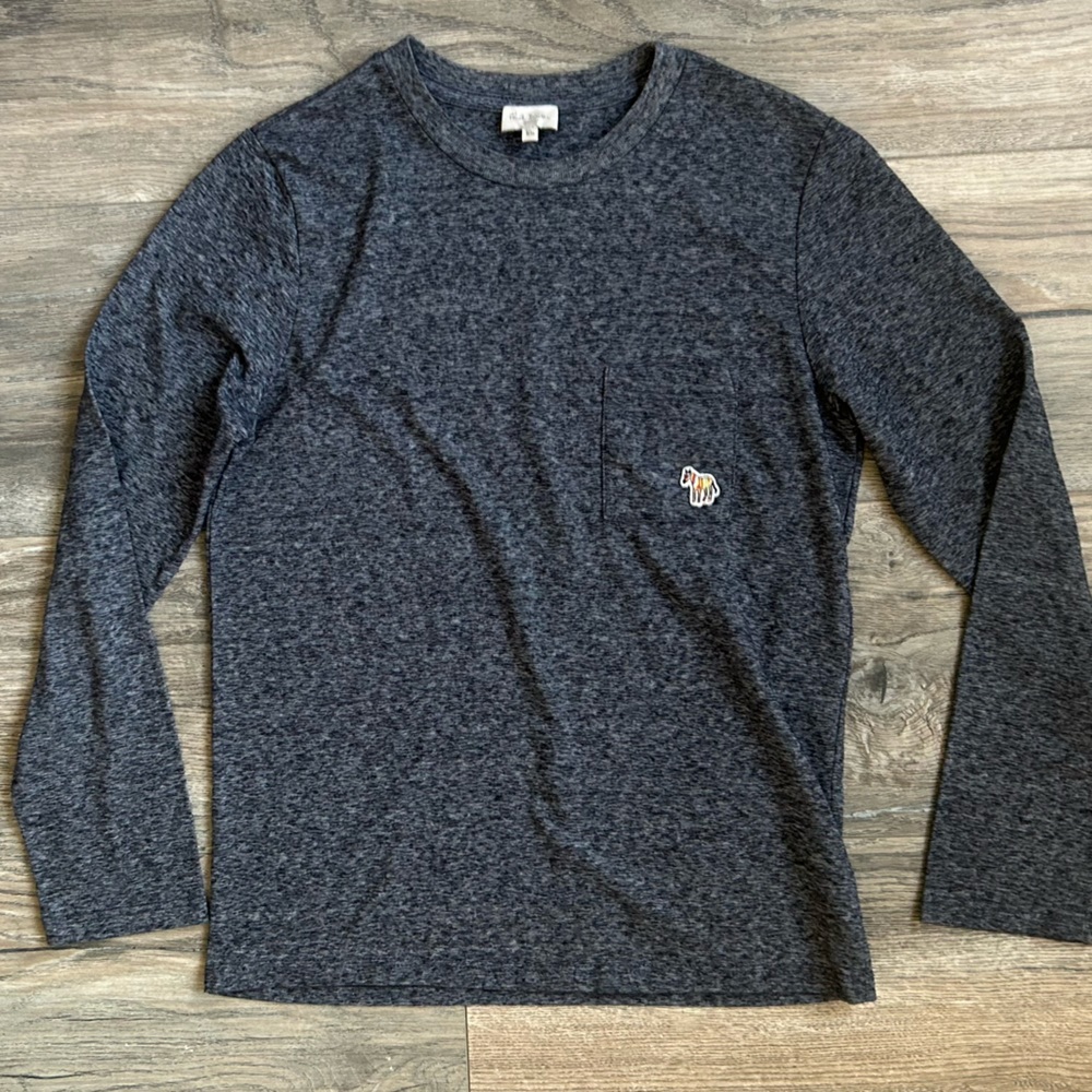Paul smith junior gray long sleeve pocket t rainbow zebra boys size 10